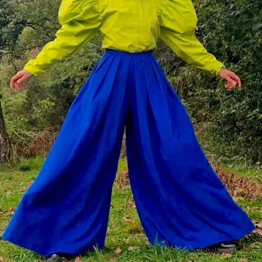 Blue Wide Leg Trousers